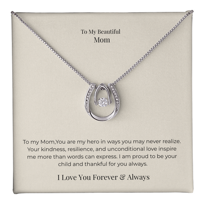 Lucky In Love Necklace for Mom – Inspirational Good Luck Jewelry Gift for Mother's Day, Birthday & Christmas