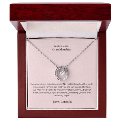 Lucky In Love Necklace for Granddaughter – Inspirational Good Luck Jewelry Gift for Birthday, Graduation & Christmas