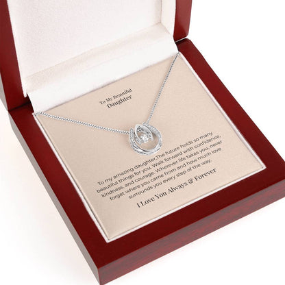 To My Daughter Lucky In Love Necklace – Inspirational Jewelry Gift from Mom or Dad for Birthday, Graduation & Christmas