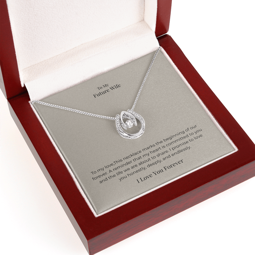 Future Wife Lucky In Love Necklace – Romantic Good Luck Jewelry Gift for Engagement, Proposal & Wedding Journey