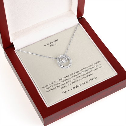Lucky In Love Necklace for Mom – Inspirational Good Luck Jewelry Gift for Mother's Day, Birthday & Christmas