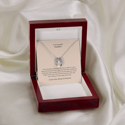 To My Daughter Lucky In Love Necklace – Inspirational Jewelry Gift from Mom or Dad for Birthday, Graduation & Christmas