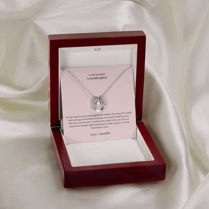 Lucky In Love Necklace for Granddaughter – Inspirational Good Luck Jewelry Gift for Birthday, Graduation & Christmas