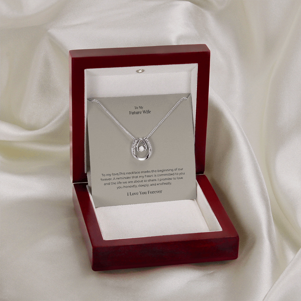 Future Wife Lucky In Love Necklace – Romantic Good Luck Jewelry Gift for Engagement, Proposal & Wedding Journey