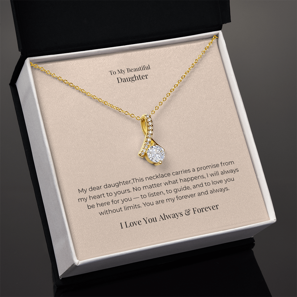 To My Daughter Alluring Beauty Necklace – Heartfelt Jewelry Gift from Mom or Dad for Birthday, Graduation