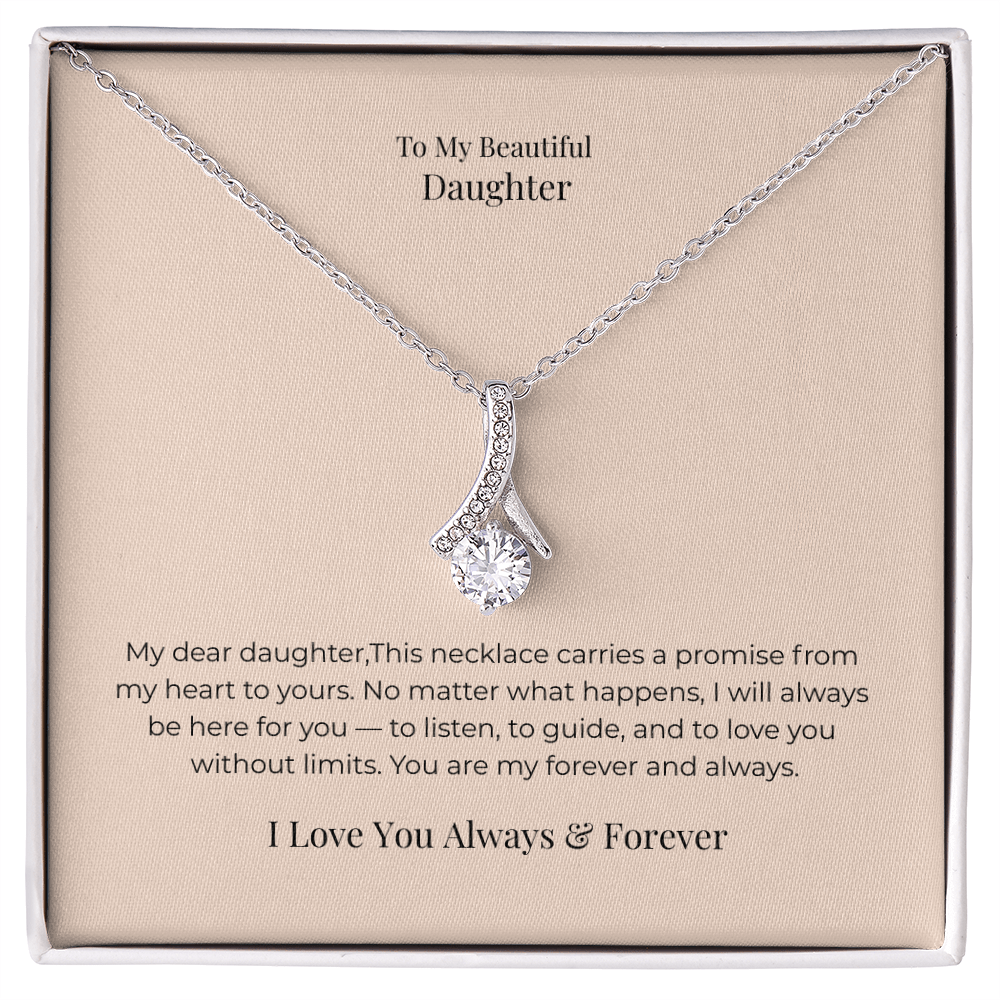 To My Daughter Alluring Beauty Necklace – Heartfelt Jewelry Gift from Mom or Dad for Birthday, Graduation