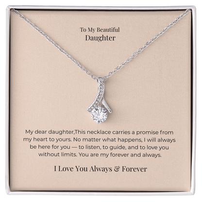 To My Daughter Alluring Beauty Necklace – Heartfelt Jewelry Gift from Mom or Dad for Birthday, Graduation