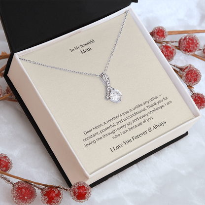 Alluring Beauty Necklace for Mom – Elegant Jewelry Gift for Mother's Day, Birthday & Christmas from Daughter or Son