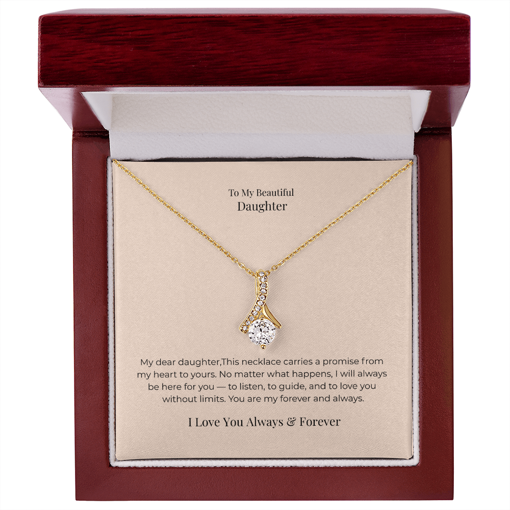 To My Daughter Alluring Beauty Necklace – Heartfelt Jewelry Gift from Mom or Dad for Birthday, Graduation
