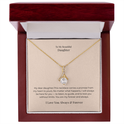 To My Daughter Alluring Beauty Necklace – Heartfelt Jewelry Gift from Mom or Dad for Birthday, Graduation