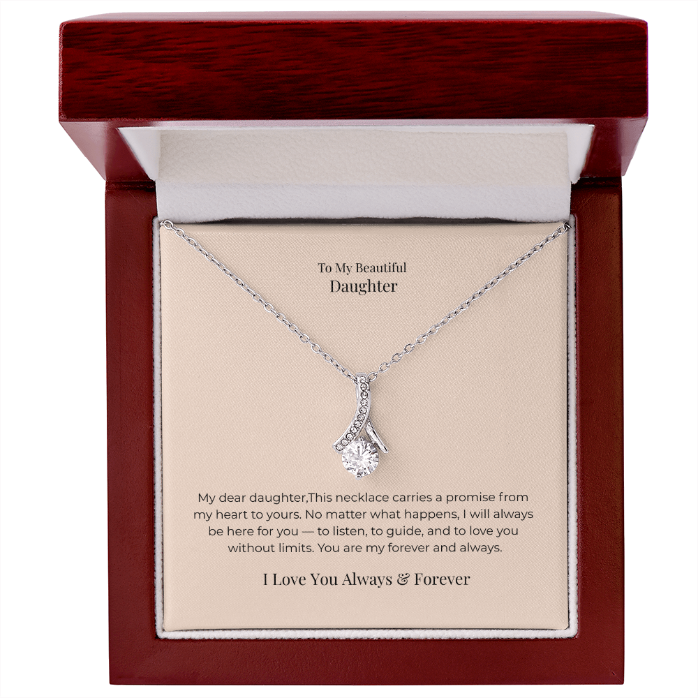 To My Daughter Alluring Beauty Necklace – Heartfelt Jewelry Gift from Mom or Dad for Birthday, Graduation