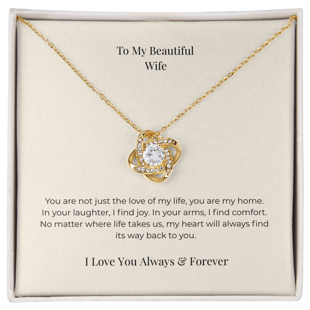To My Wife Love Knot Necklace – Romantic Gift for Wife from Husband, Anniversary Birthday Christmas Jewelry