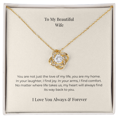 To My Wife Love Knot Necklace – Romantic Gift for Wife from Husband, Anniversary Birthday Christmas Jewelry