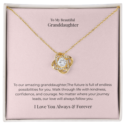 Love Knot Necklace for Granddaughter – Meaningful Birthday, Graduation & Christmas Jewelry Gift from Grandma or Grandpa