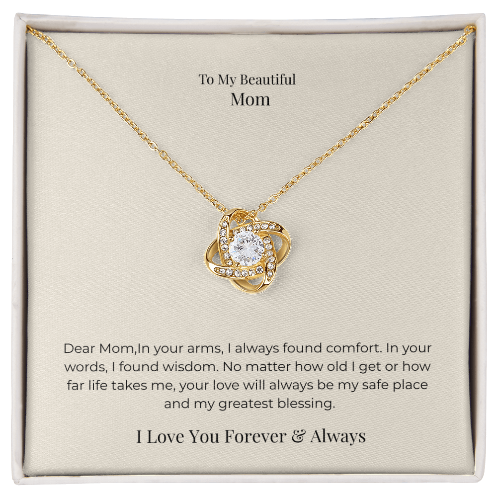 To My Mom Love Knot Necklace – Meaningful Symbol of Endless Love Gift for Mother's Day, Birthday & Christmas