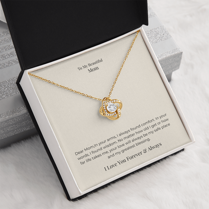 To My Mom Love Knot Necklace – Meaningful Symbol of Endless Love Gift for Mother's Day, Birthday & Christmas