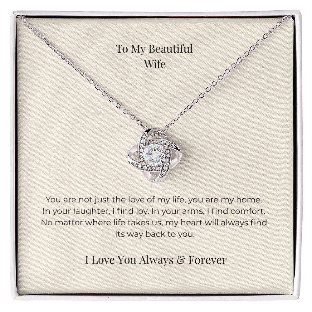 To My Wife Love Knot Necklace – Romantic Gift for Wife from Husband, Anniversary Birthday Christmas Jewelry