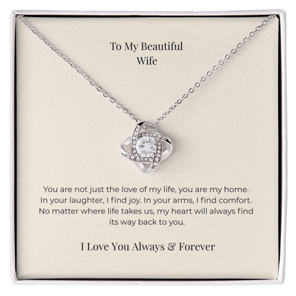 To My Wife Love Knot Necklace – Romantic Gift for Wife from Husband, Anniversary Birthday Christmas Jewelry