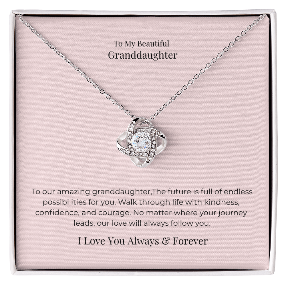 Love Knot Necklace for Granddaughter – Meaningful Birthday, Graduation & Christmas Jewelry Gift from Grandma or Grandpa