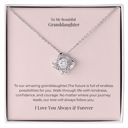 Love Knot Necklace for Granddaughter – Meaningful Birthday, Graduation & Christmas Jewelry Gift from Grandma or Grandpa