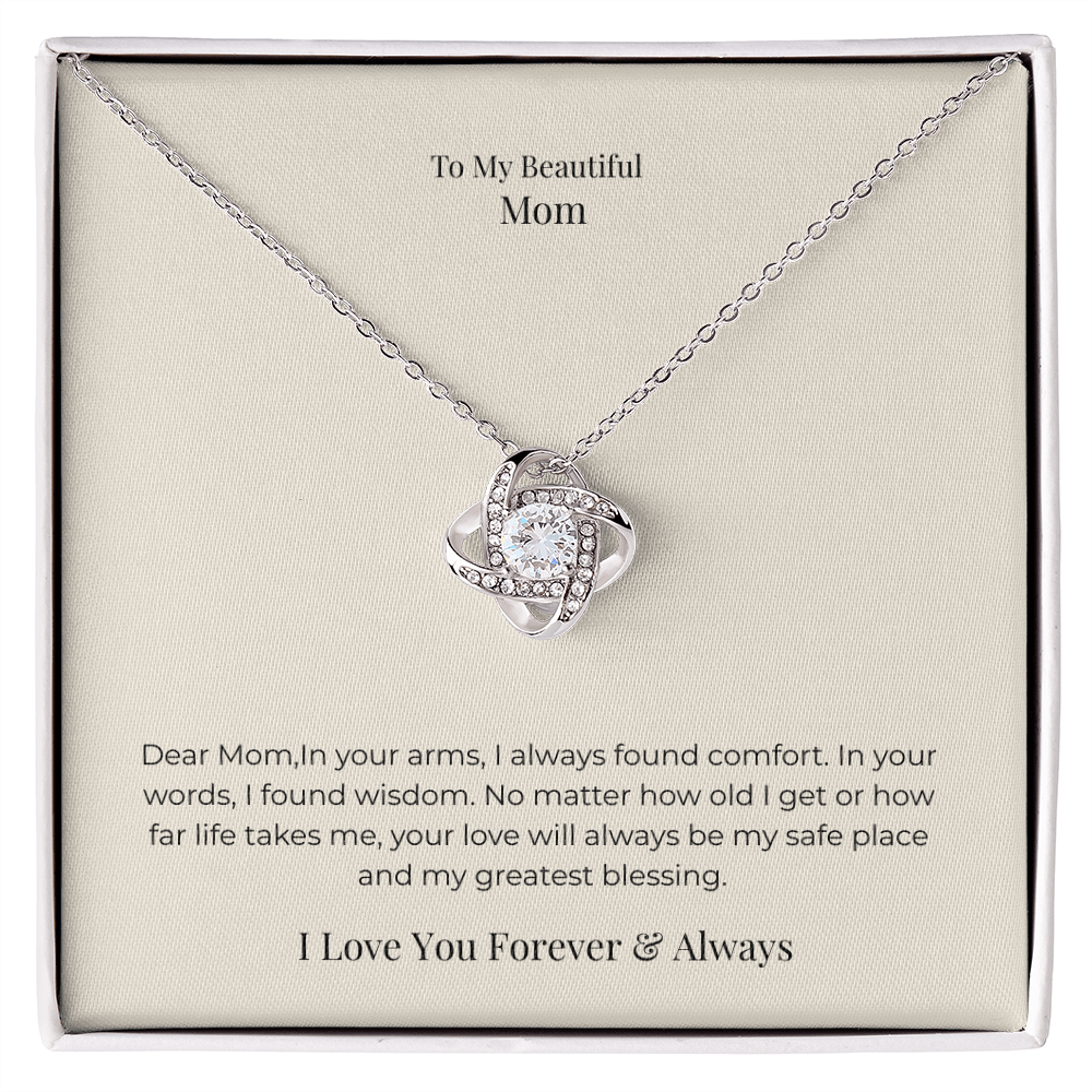To My Mom Love Knot Necklace – Meaningful Symbol of Endless Love Gift for Mother's Day, Birthday & Christmas