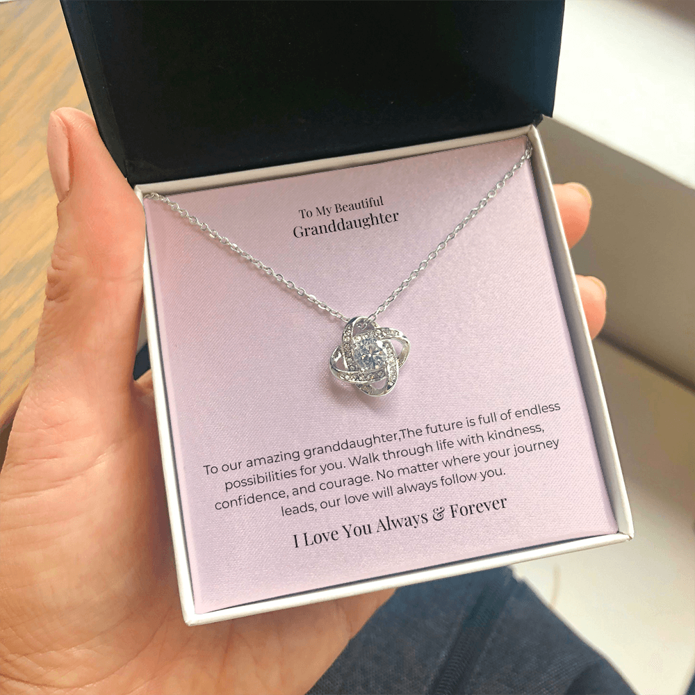Love Knot Necklace for Granddaughter – Meaningful Birthday, Graduation & Christmas Jewelry Gift from Grandma or Grandpa