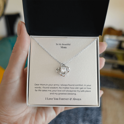 To My Mom Love Knot Necklace – Meaningful Symbol of Endless Love Gift for Mother's Day, Birthday & Christmas