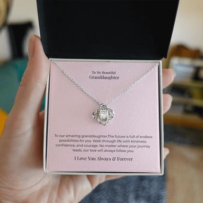 Love Knot Necklace for Granddaughter – Meaningful Birthday, Graduation & Christmas Jewelry Gift from Grandma or Grandpa