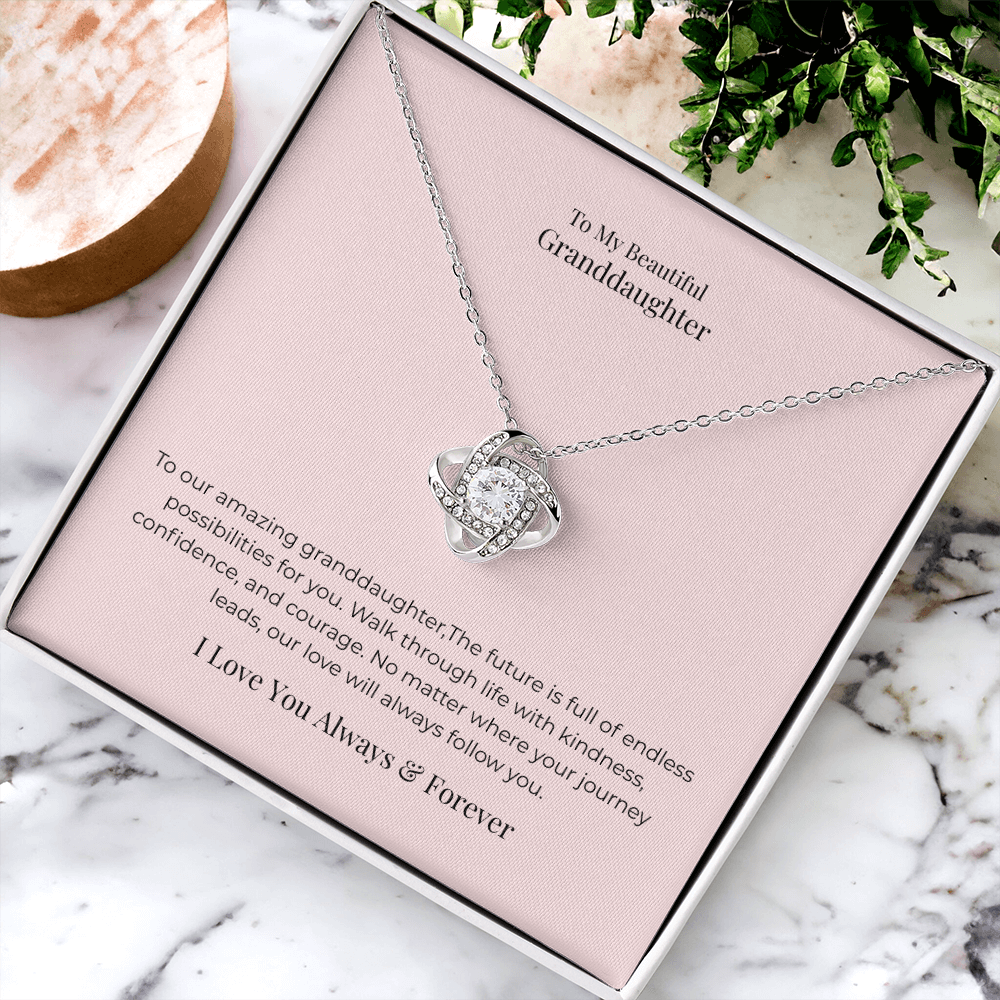 Love Knot Necklace for Granddaughter – Meaningful Birthday, Graduation & Christmas Jewelry Gift from Grandma or Grandpa