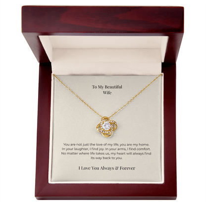 To My Wife Love Knot Necklace – Romantic Gift for Wife from Husband, Anniversary Birthday Christmas Jewelry