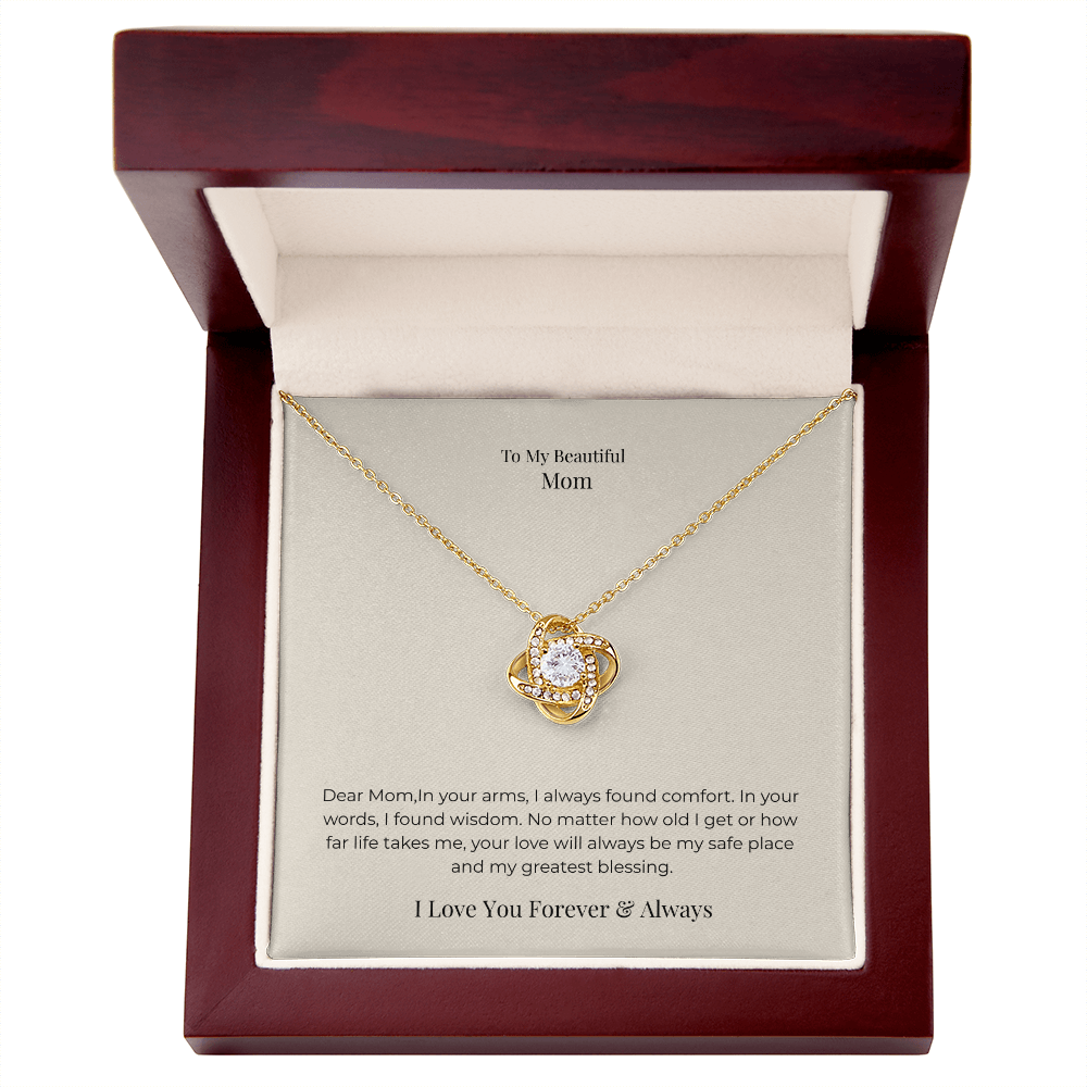 To My Mom Love Knot Necklace – Meaningful Symbol of Endless Love Gift for Mother's Day, Birthday & Christmas