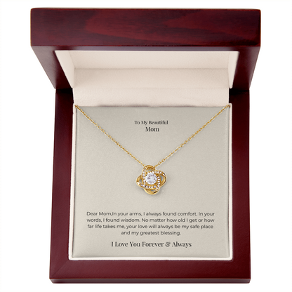 To My Mom Love Knot Necklace – Meaningful Symbol of Endless Love Gift for Mother's Day, Birthday & Christmas