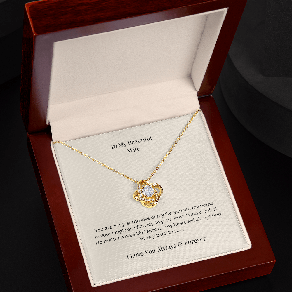 To My Wife Love Knot Necklace – Romantic Gift for Wife from Husband, Anniversary Birthday Christmas Jewelry