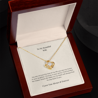 To My Wife Love Knot Necklace – Romantic Gift for Wife from Husband, Anniversary Birthday Christmas Jewelry