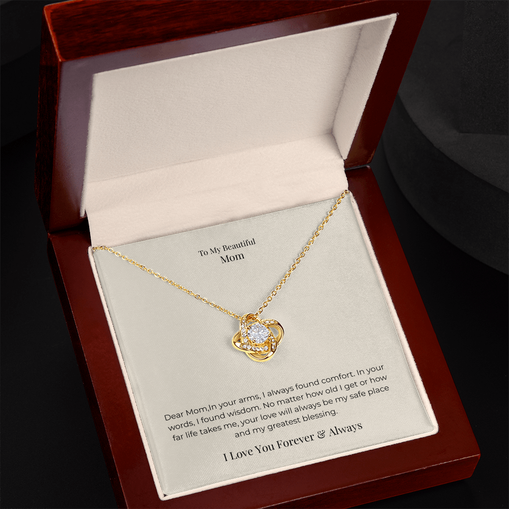 To My Mom Love Knot Necklace – Meaningful Symbol of Endless Love Gift for Mother's Day, Birthday & Christmas