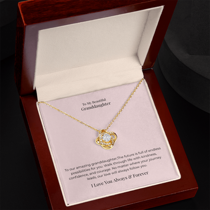 Love Knot Necklace for Granddaughter – Meaningful Birthday, Graduation & Christmas Jewelry Gift from Grandma or Grandpa