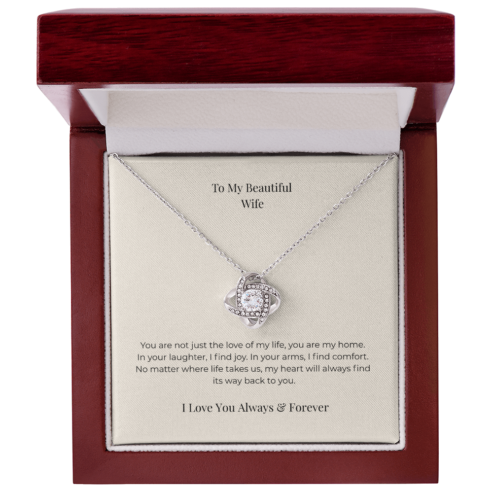 To My Wife Love Knot Necklace – Romantic Gift for Wife from Husband, Anniversary Birthday Christmas Jewelry