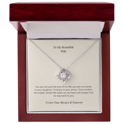 To My Wife Love Knot Necklace – Romantic Gift for Wife from Husband, Anniversary Birthday Christmas Jewelry