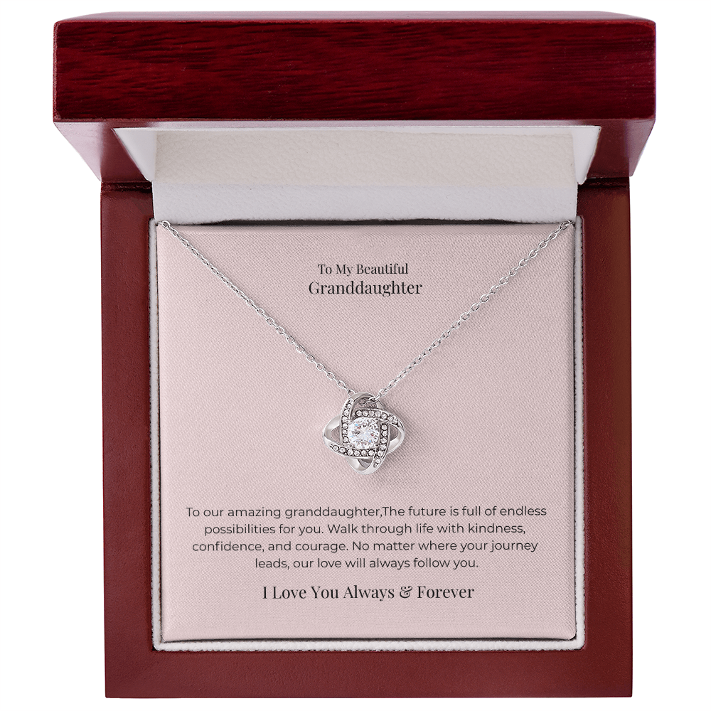 Love Knot Necklace for Granddaughter – Meaningful Birthday, Graduation & Christmas Jewelry Gift from Grandma or Grandpa