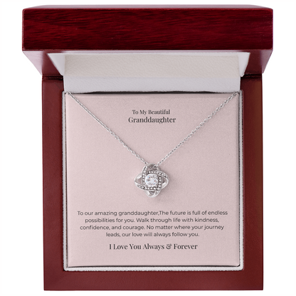 Love Knot Necklace for Granddaughter – Meaningful Birthday, Graduation & Christmas Jewelry Gift from Grandma or Grandpa