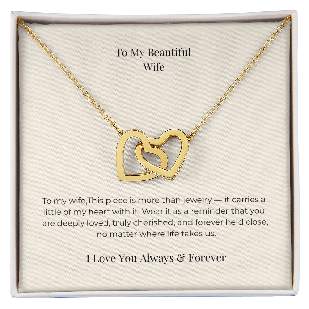 To My Wife Interlocking Hearts Necklace – Heartfelt Gift from Husband for Anniversary & Birthday