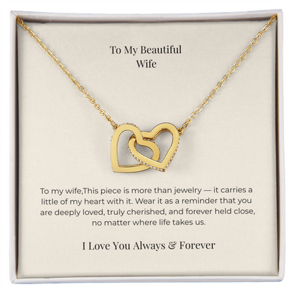 To My Wife Interlocking Hearts Necklace – Heartfelt Gift from Husband for Anniversary & Birthday