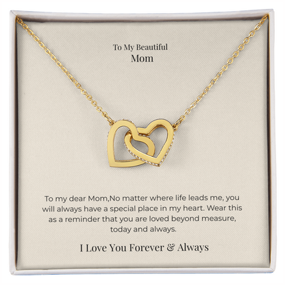 Interlocking Hearts Necklace for Mom – Symbol of Endless Love Jewelry Gift for Mother's Day, Birthday & Christmas