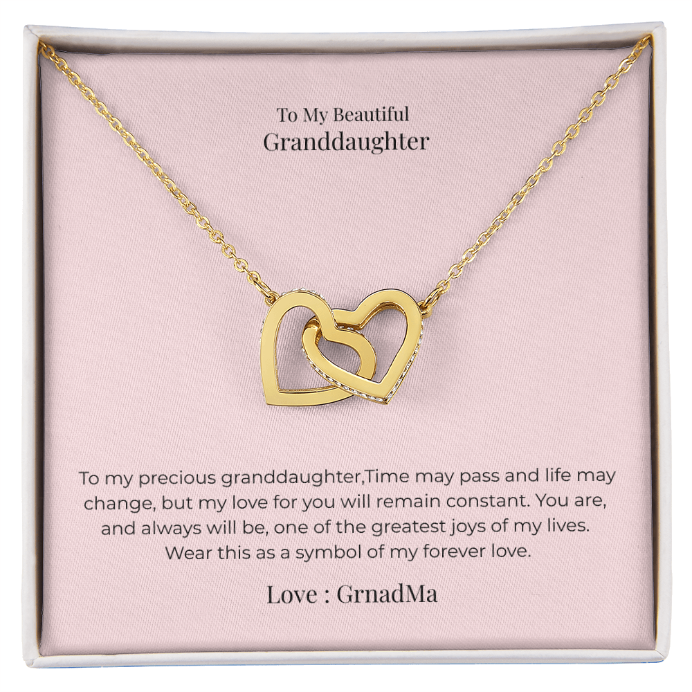 Interlocking Hearts Necklace for Granddaughter – Symbol of Endless Love, Birthday, Graduation & Christmas Jewelry Gift