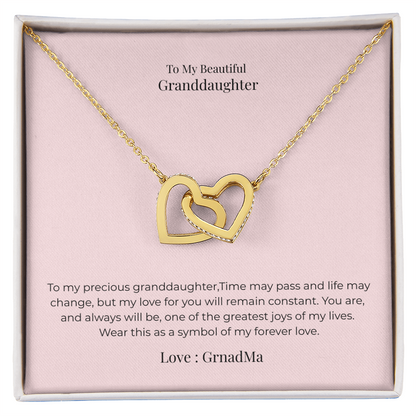 Interlocking Hearts Necklace for Granddaughter – Symbol of Endless Love, Birthday, Graduation & Christmas Jewelry Gift
