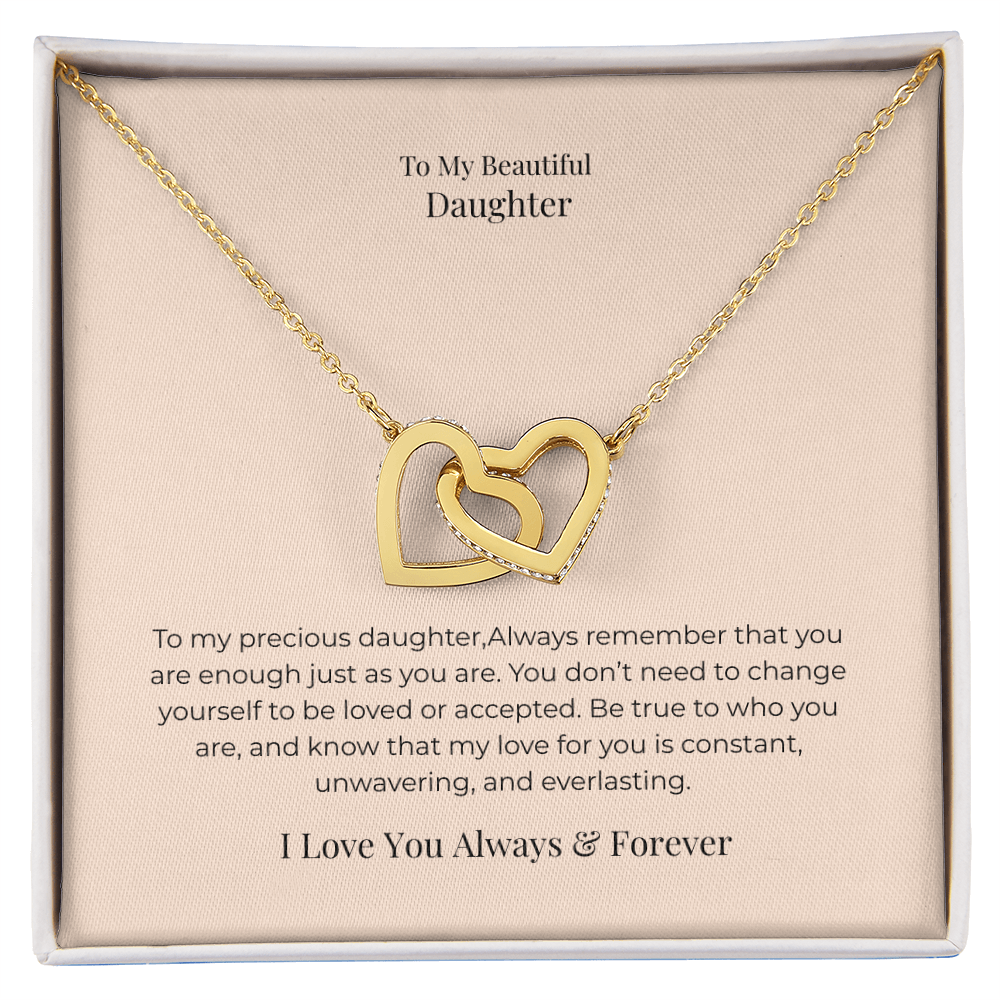 To My Daughter Interlocking Hearts Necklace – A Symbol of Forever Love, Birthday, Graduation