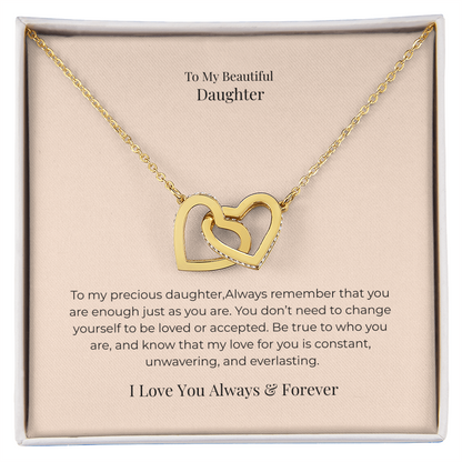 To My Daughter Interlocking Hearts Necklace – A Symbol of Forever Love, Birthday, Graduation