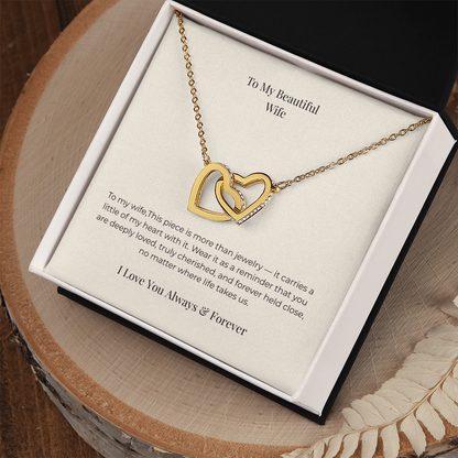 To My Wife Interlocking Hearts Necklace – Heartfelt Gift from Husband for Anniversary & Birthday