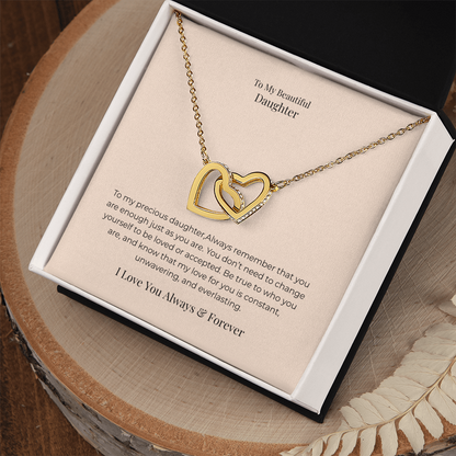 To My Daughter Interlocking Hearts Necklace – A Symbol of Forever Love, Birthday, Graduation