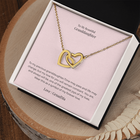 Interlocking Hearts Necklace for Granddaughter – Symbol of Endless Love, Birthday, Graduation & Christmas Jewelry Gift